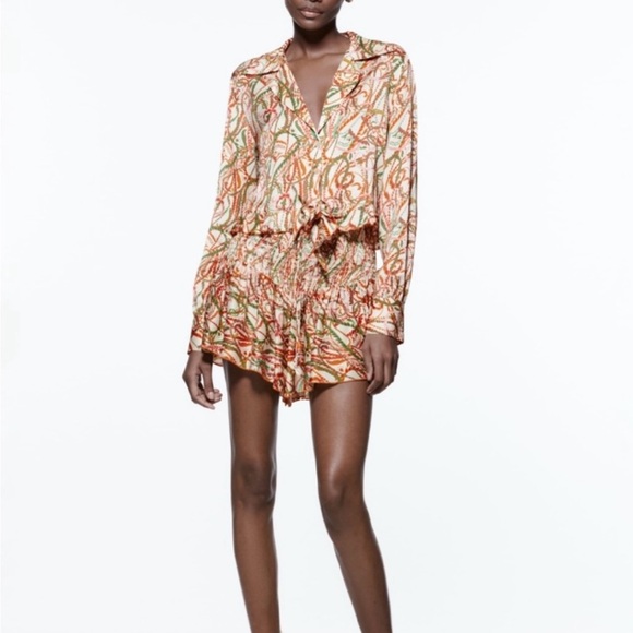 Zara Printed Tie Blouse & Skort Set - Picture 2 of 13